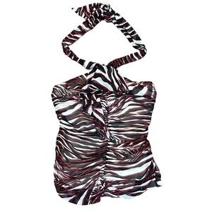 Small Halter Top from EXPRESS Stylish Halter Neck Ruched - Black, White, and Red